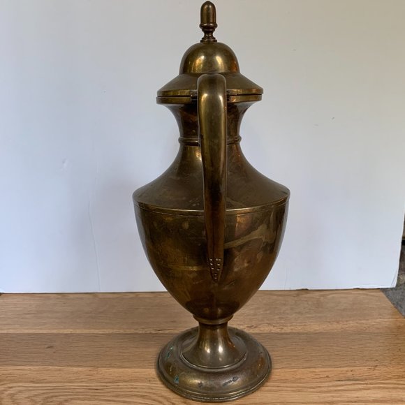 VTG Brass Coffee Pot Pedestal Boho Decor Large Tea Bohemian Accent - Picture 4 of 11